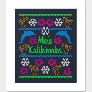 Hawaiian Mele Kalikimaka Ugly Christmas Sweater Party Shirt Posters and Art